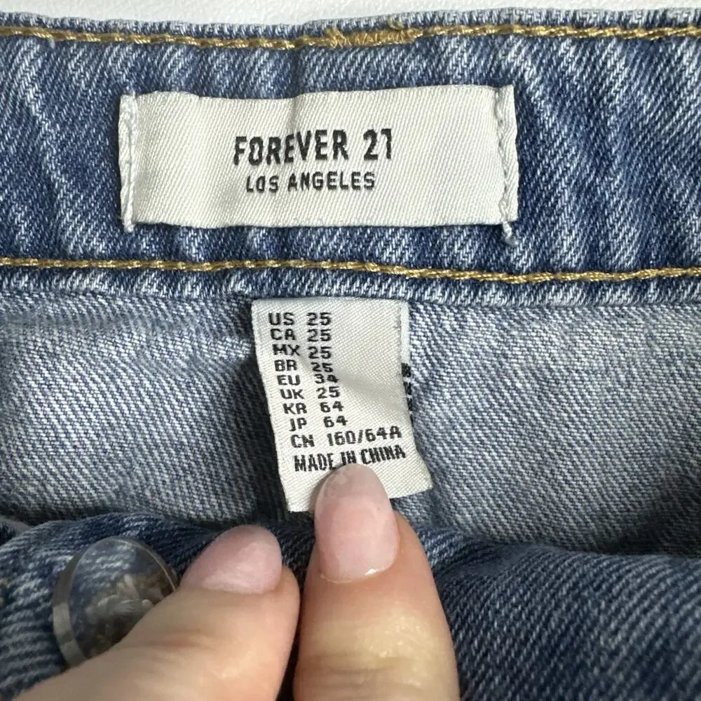 Forever 21 Y2K Lace-Up Mini Skirt Women’s Size XS Size 2 Blue Denim Festival